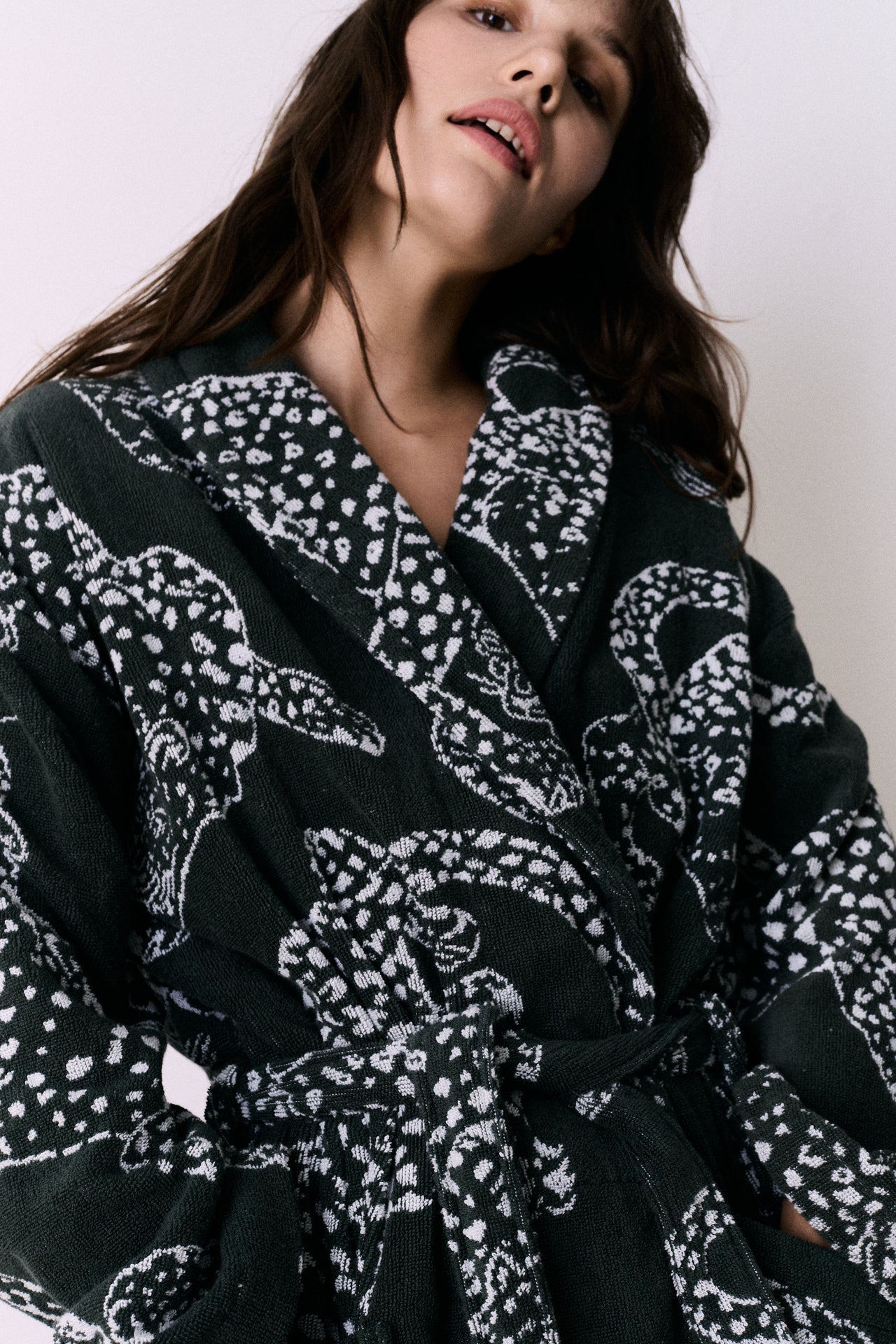 Unisex Towel Robe Jag Print Green