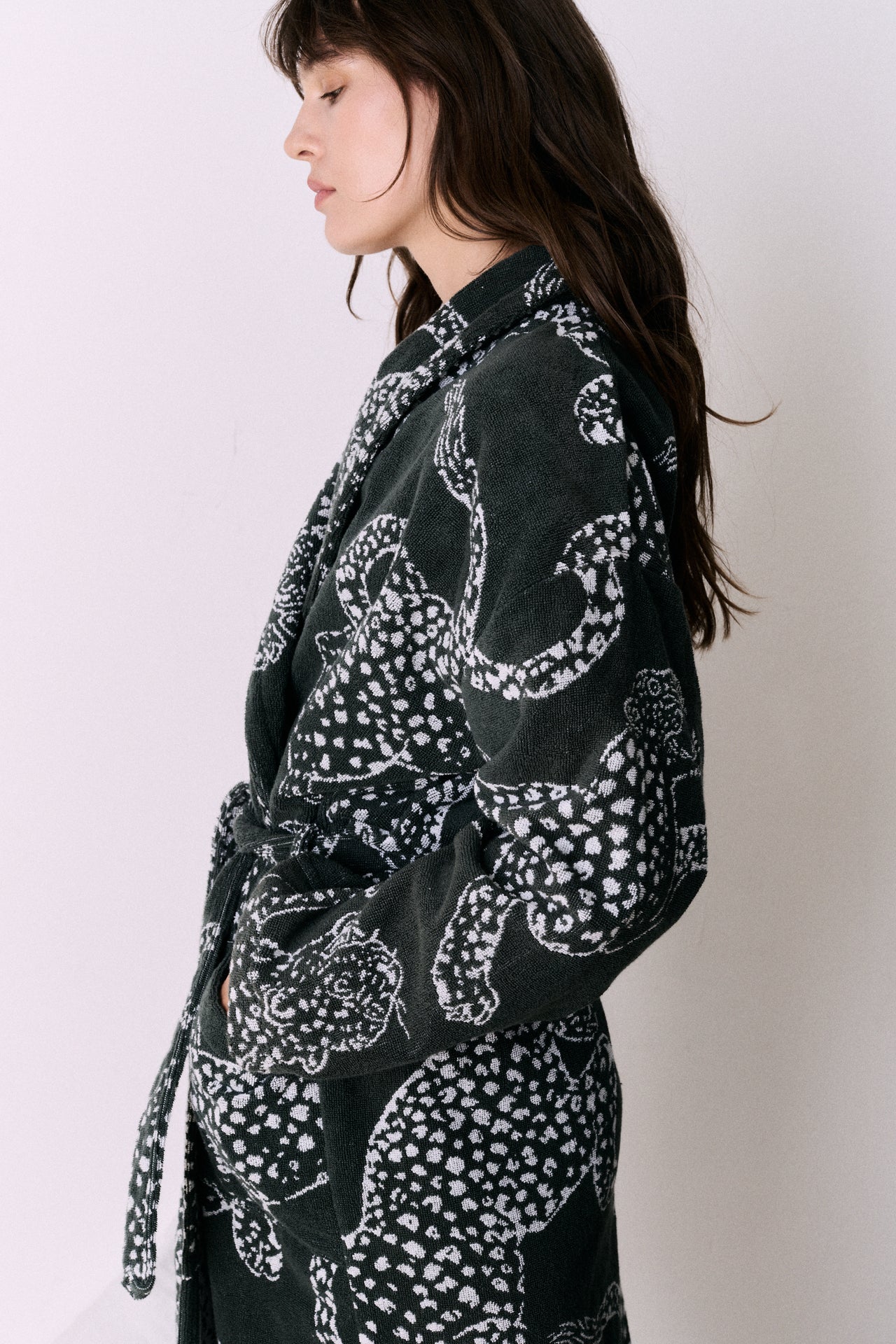 Unisex Towel Robe Jag Print Green