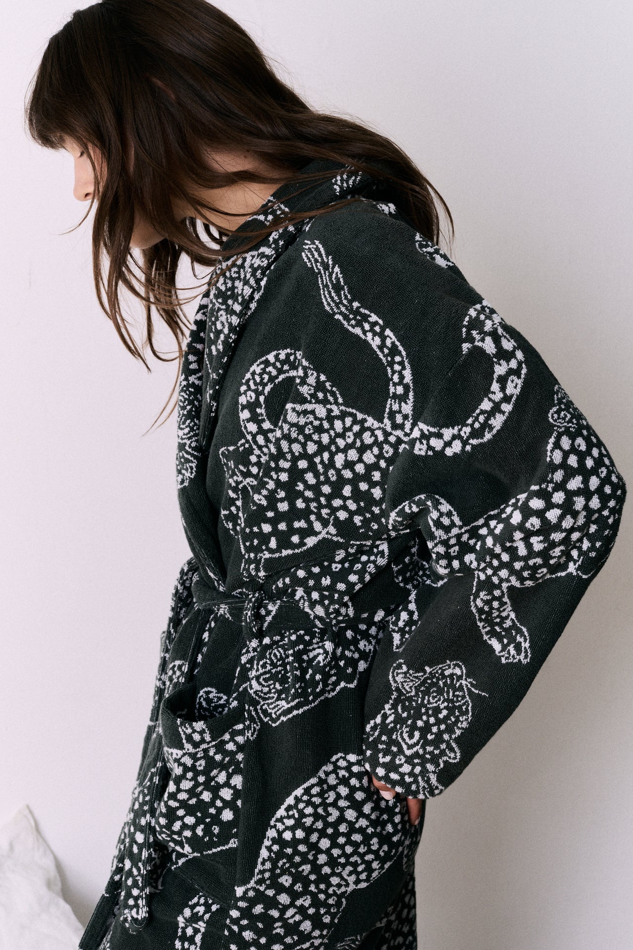 Unisex Towel Robe Jag Print Green