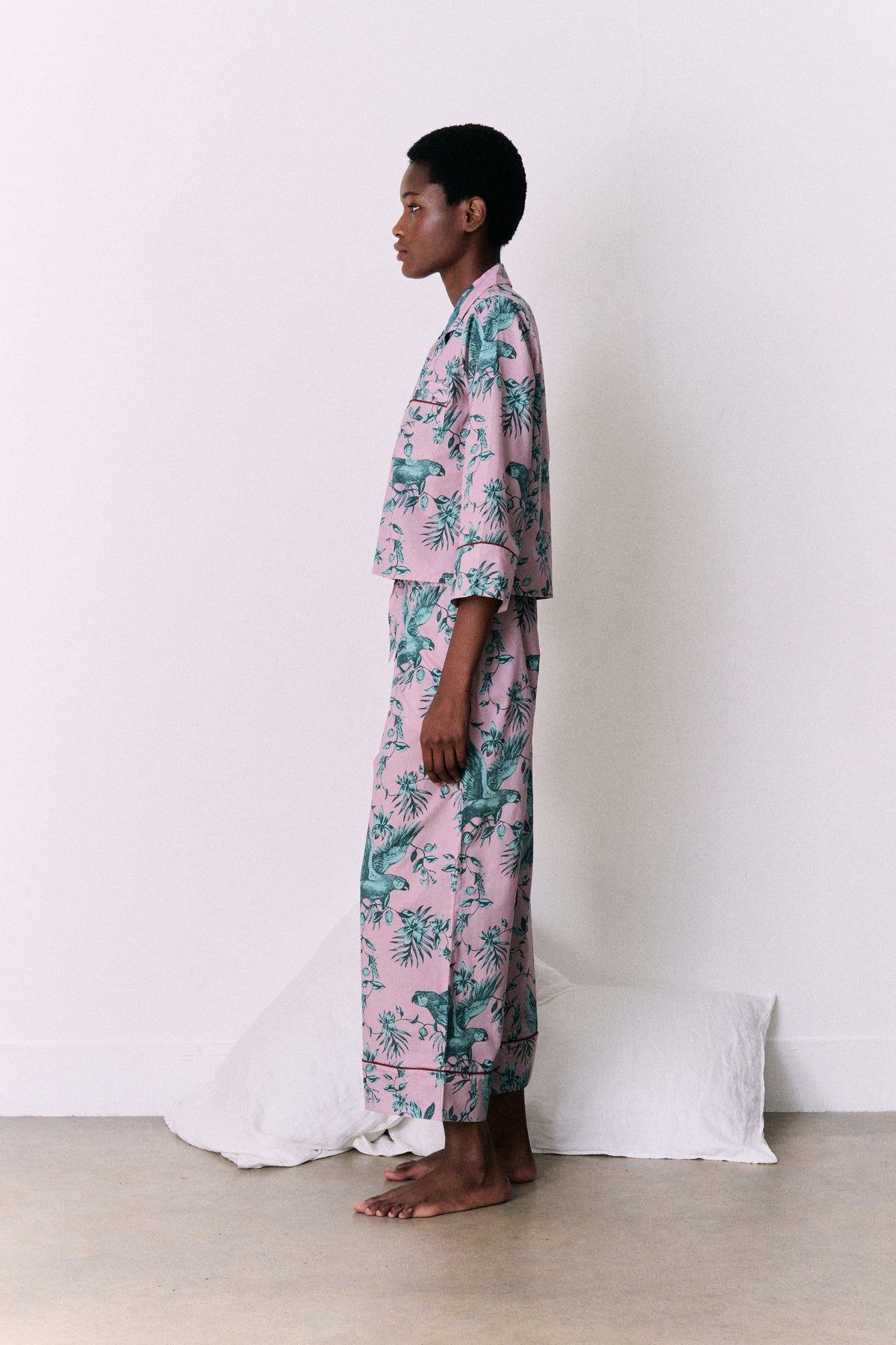 Wide Leg Pyjama Trousers The Bromley Parrot Print Pink/Blue