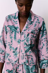 Boxy Shirt The Bromley Parrot Print Pink/Blue