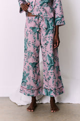 Wide Leg Pyjama Trousers The Bromley Parrot Print Pink/Blue