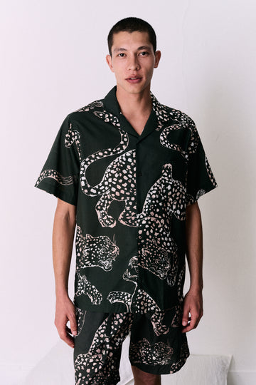 Men’s Cuban Pyjama Shirt The Jag Print Green