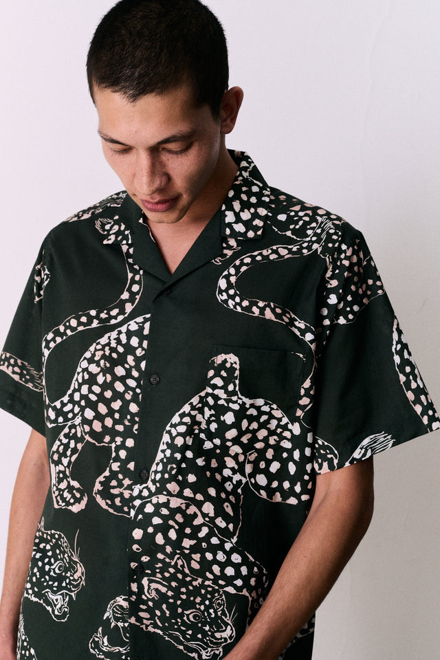 Men’s Cuban Pyjama Shirt The Jag Print Green