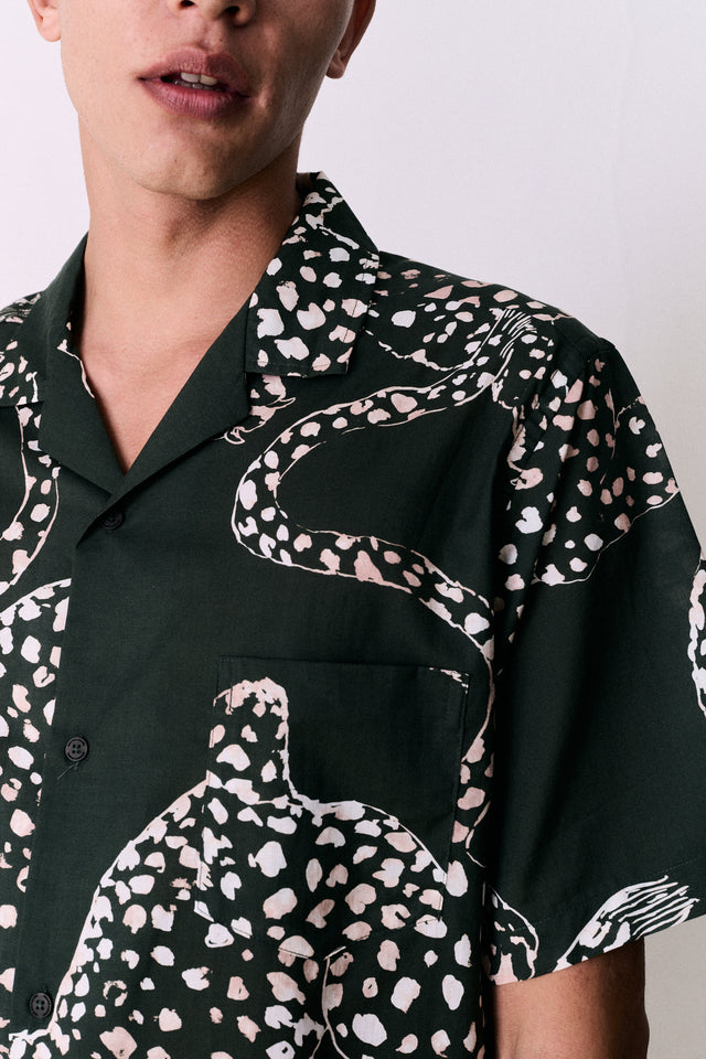 Men’s Cuban Pyjama Shirt The Jag Print Green