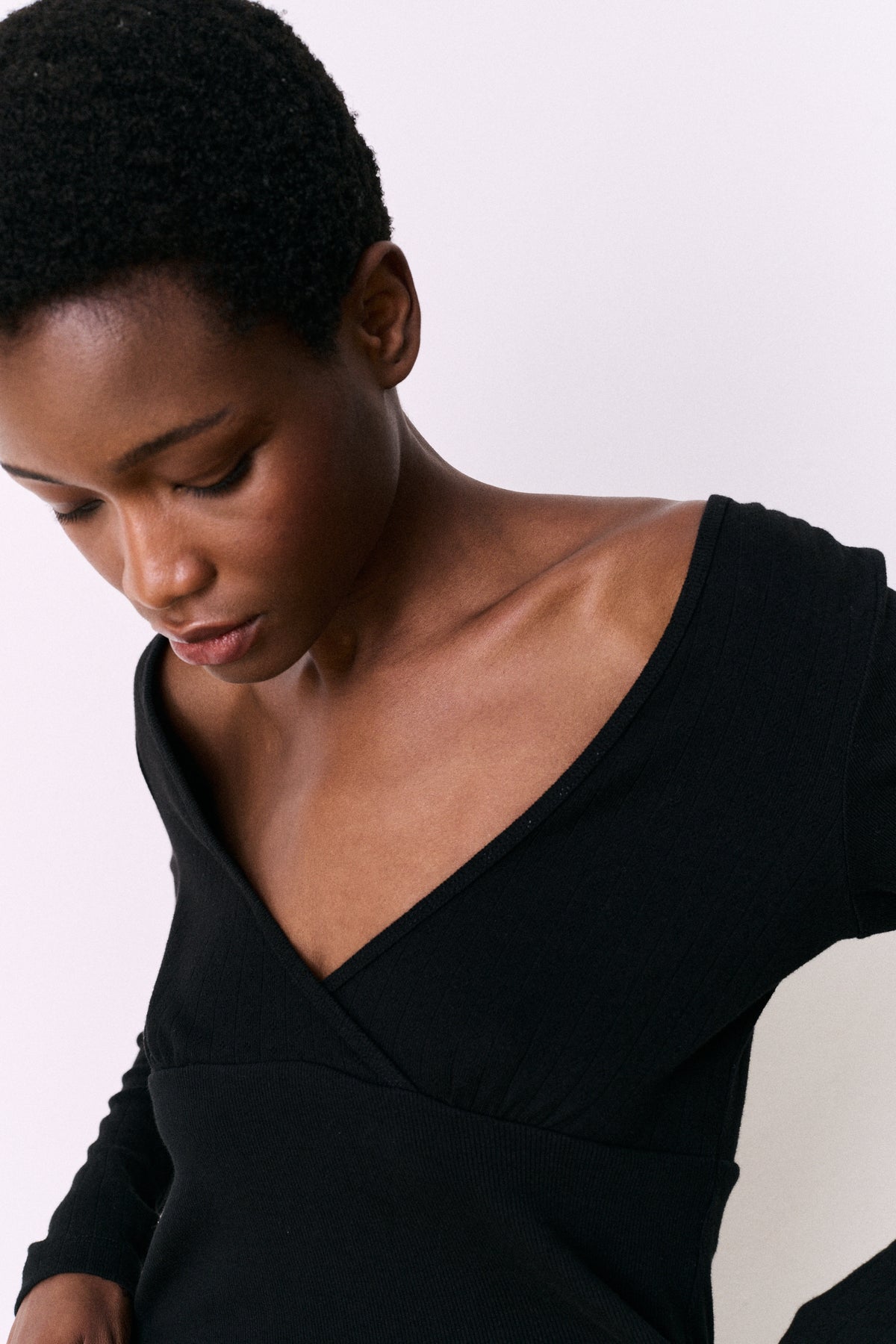 Pointelle Long Sleeve Top & Trouser Set Black