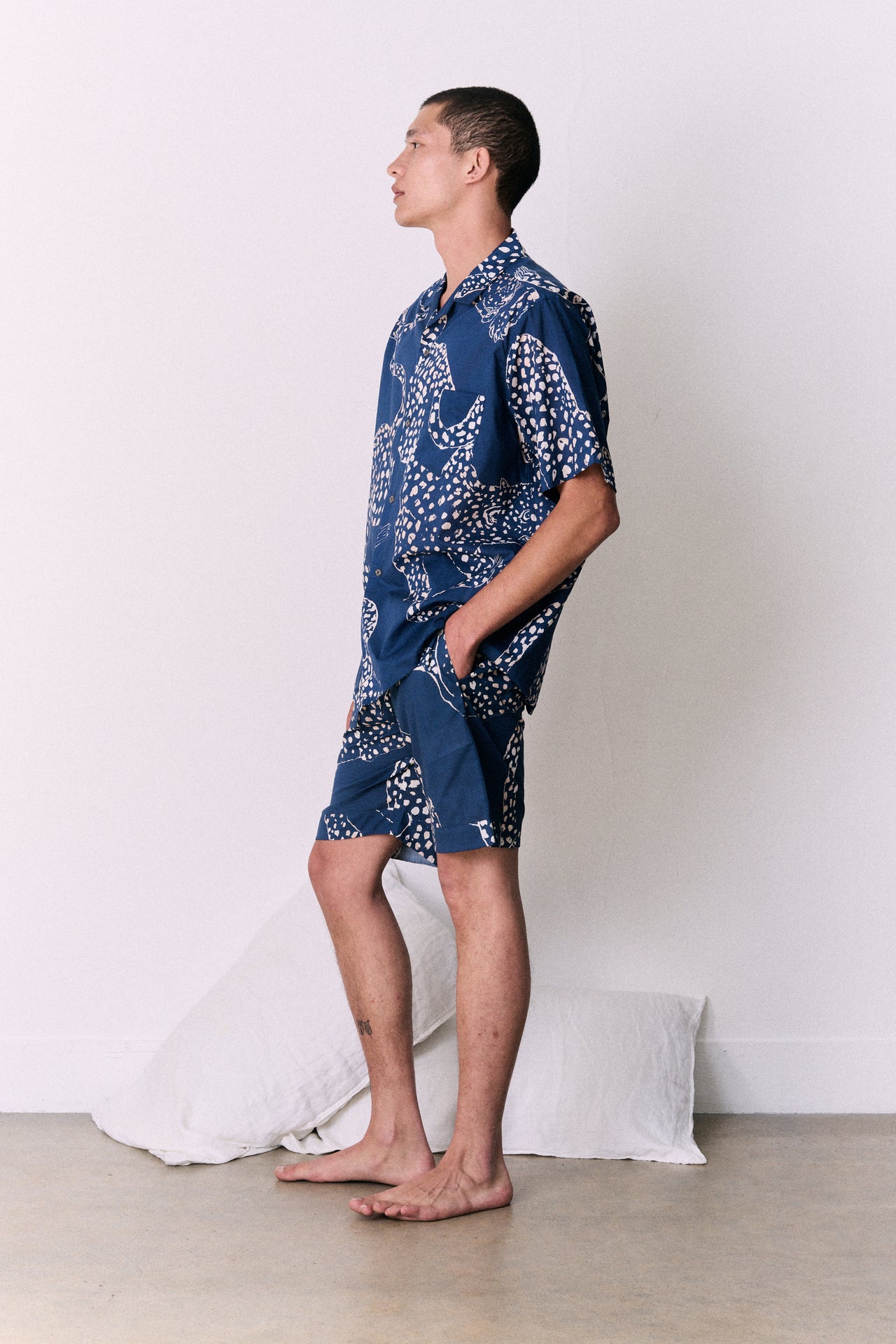 Men’s Cuban Pyjama Set The Jag Print Blue