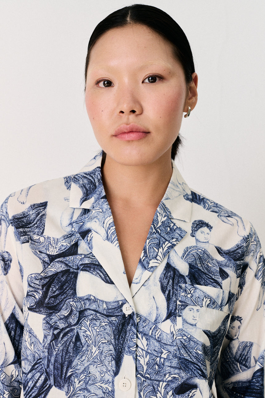 Boxy Shirt &amp; Wide Leg Set Flora Stripe Blue