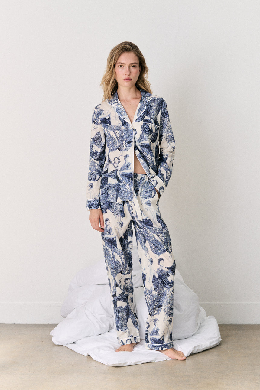 Long Set Flora Stripe Blue