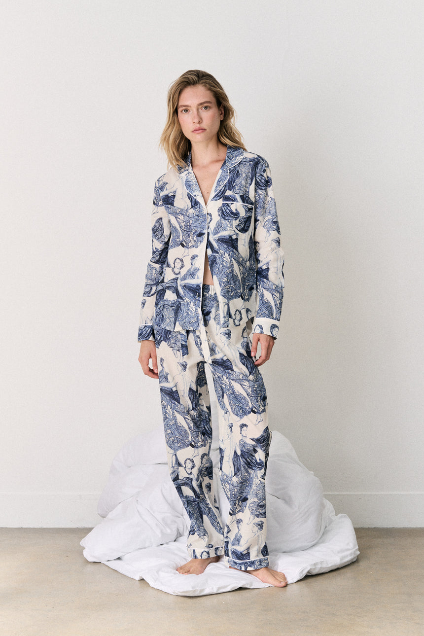 Long Set Flora Stripe Blue
