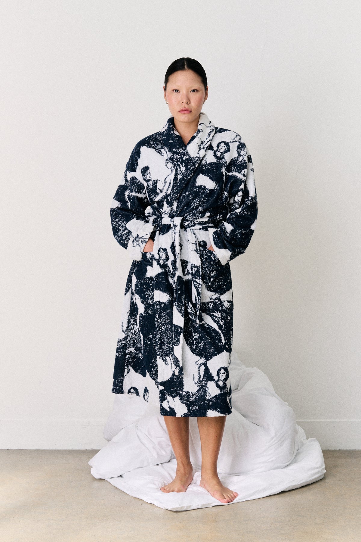 Unisex Towel Robe Flora Navy