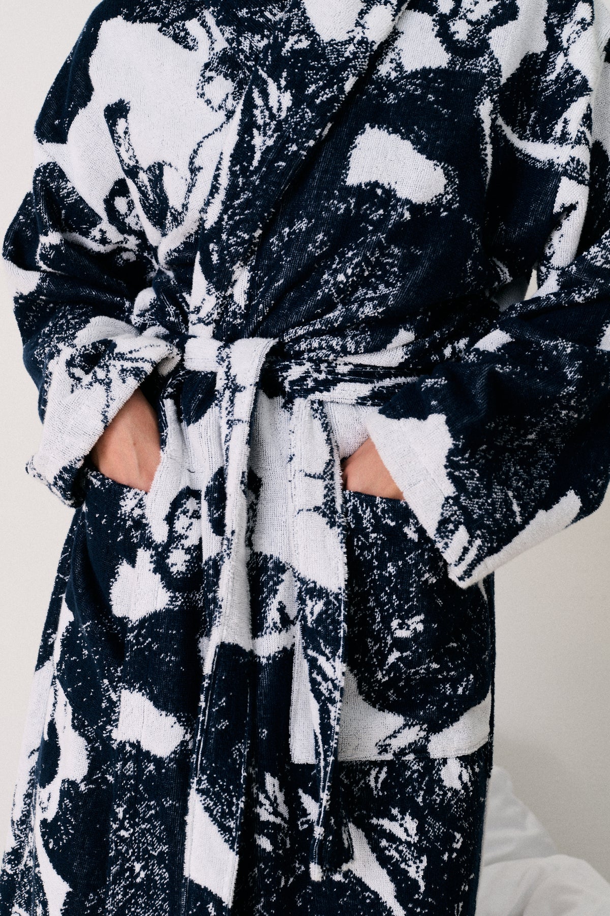 Unisex Towel Robe Flora Navy