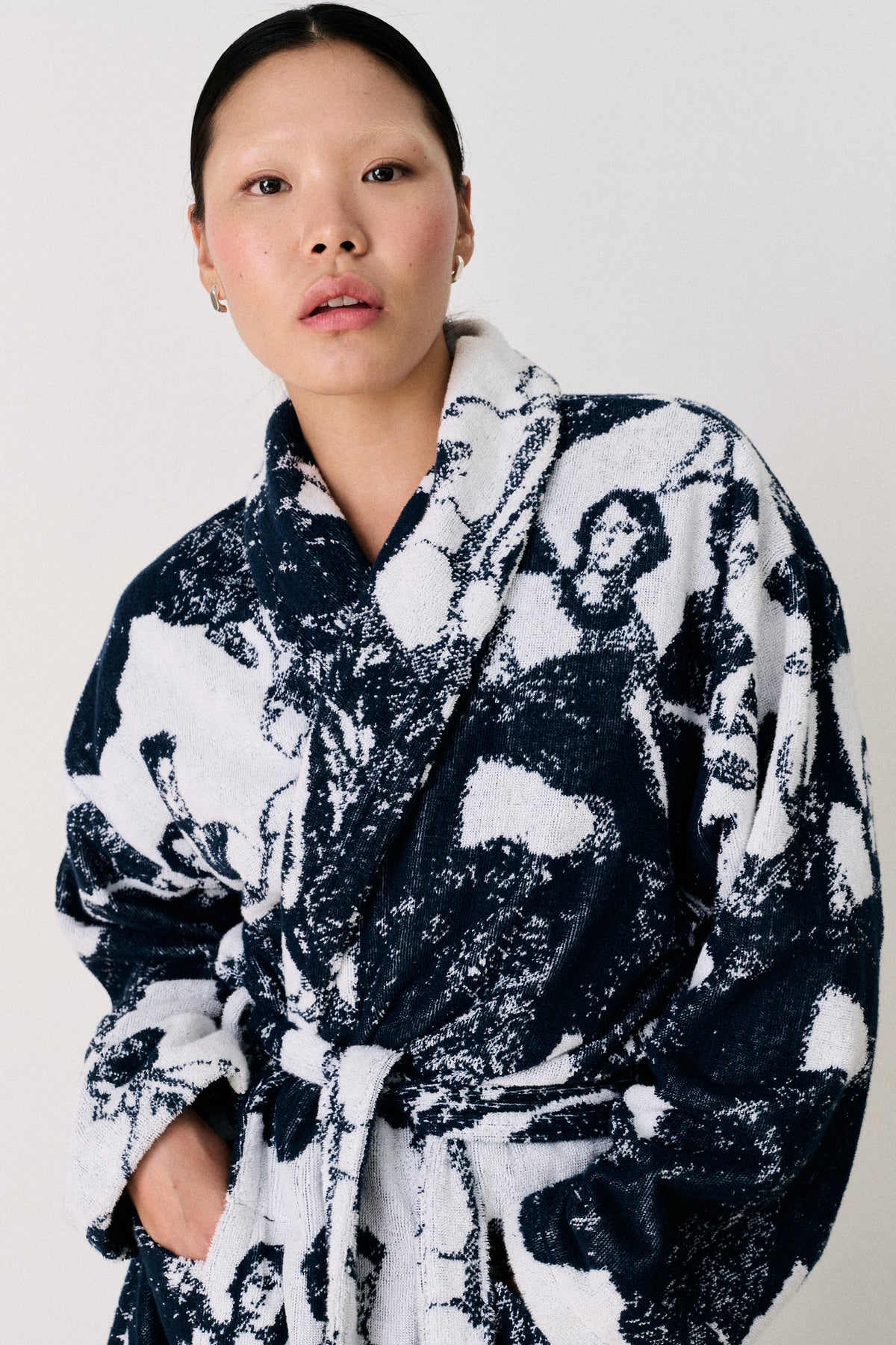 Unisex Towel Robe Flora Navy