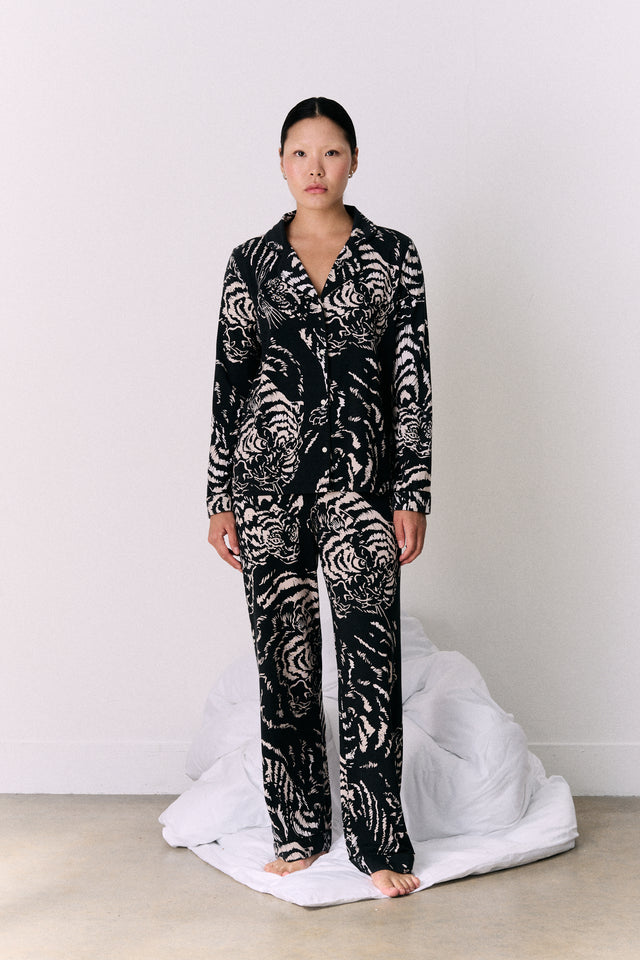 Lyocell Jersey Long Pyjama Set Tigress Graphite