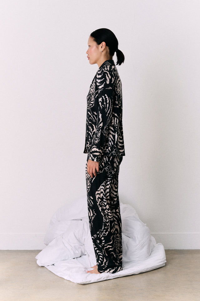 Lyocell Jersey Long Pyjama Set Tigress Graphite