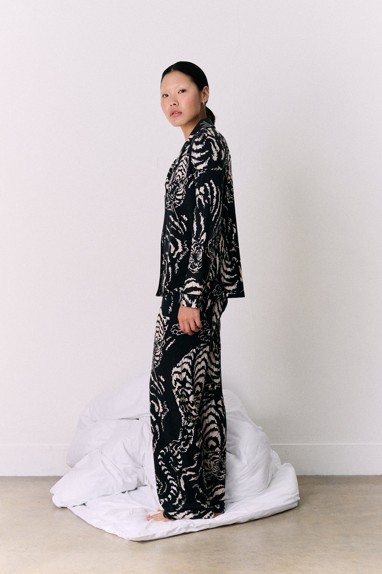 Lyocell Jersey Long Pyjama Set Tigress Graphite