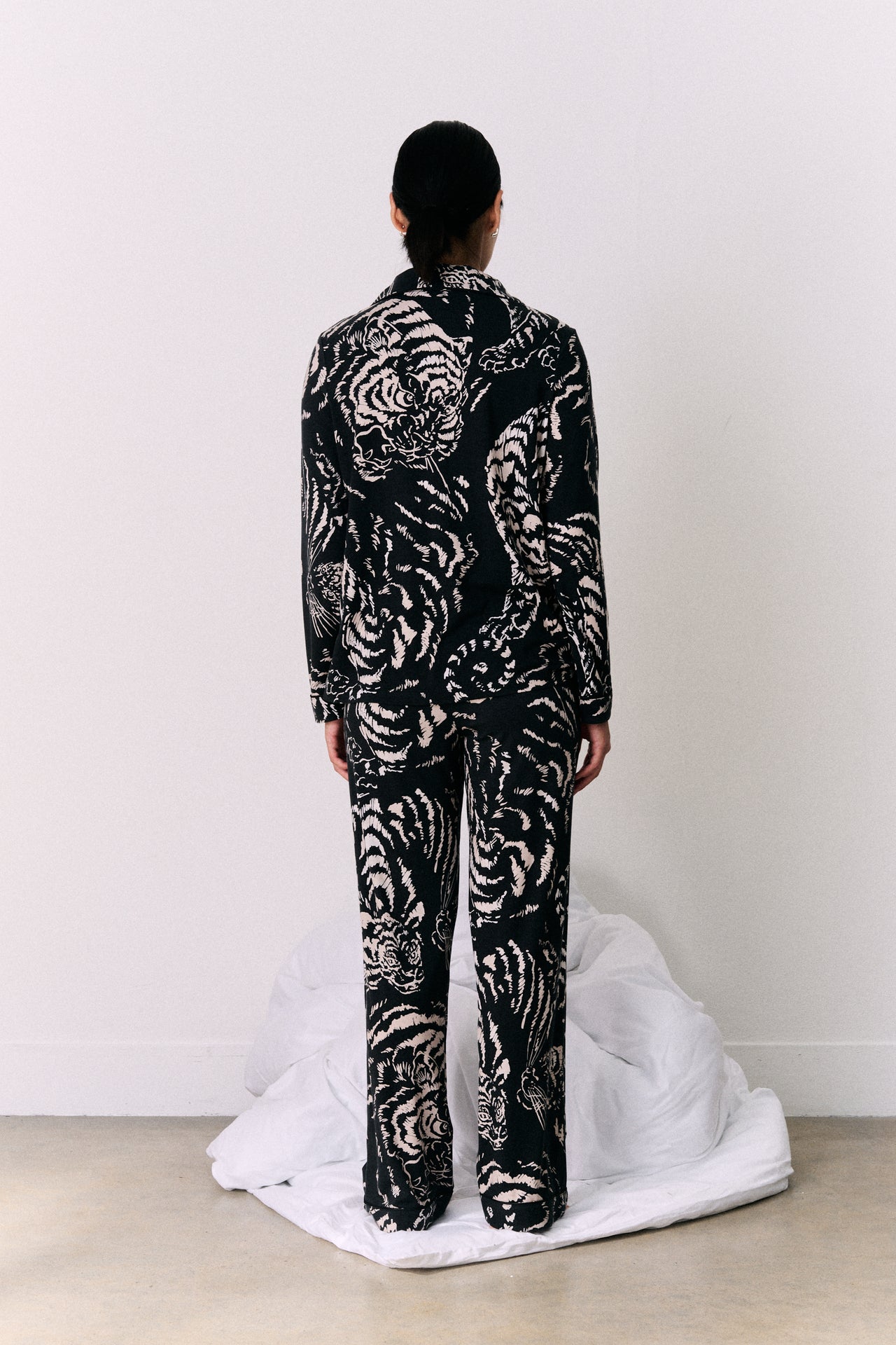 Lyocell Jersey Long Pyjama Set Tigress Graphite