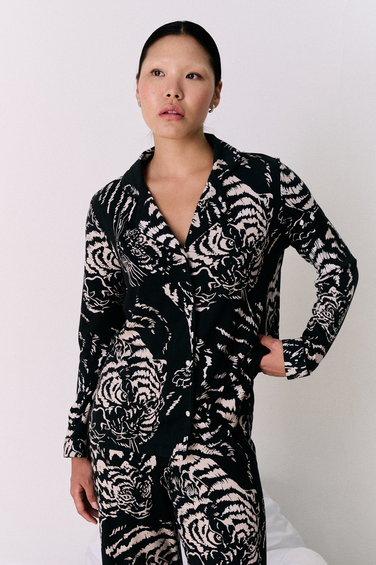Lyocell Jersey Long Pyjama Set Tigress Graphite