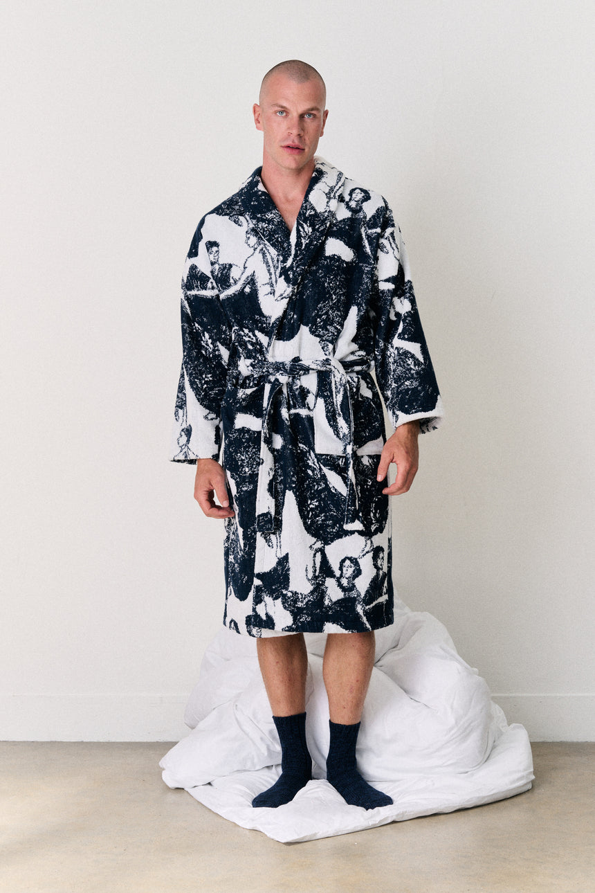 Unisex Towel Robe Flora Navy