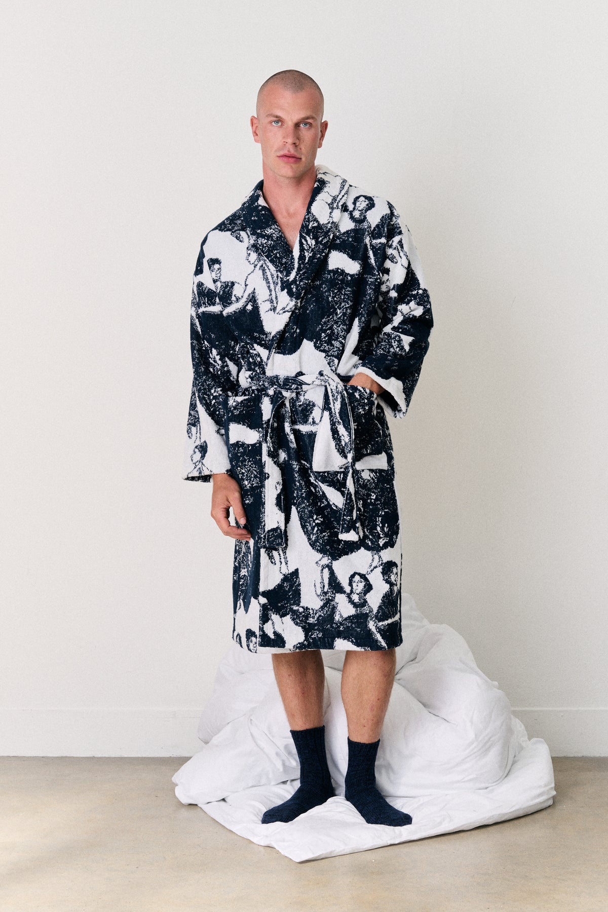 Unisex Towel Robe Flora Navy
