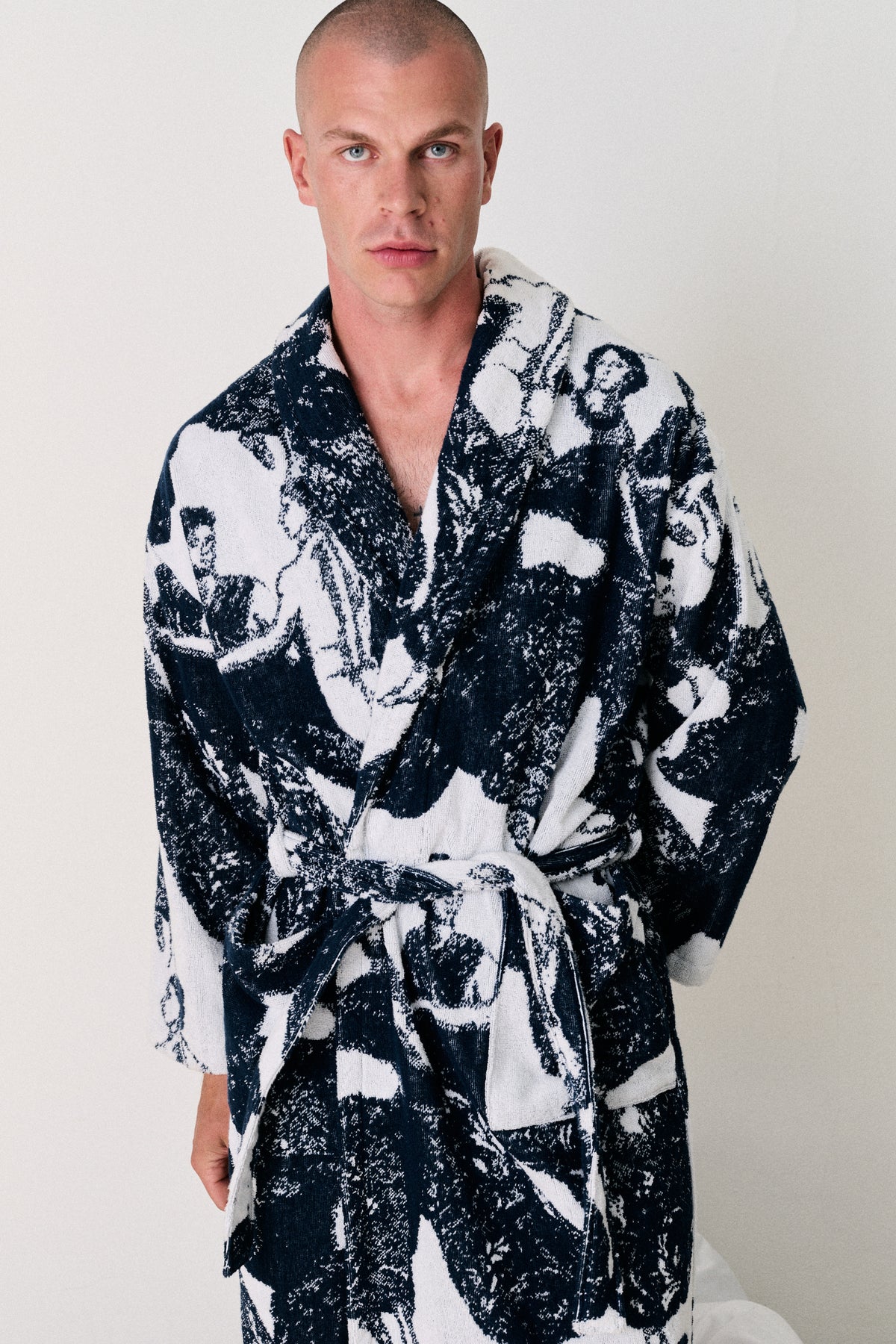 Unisex Towel Robe Flora Navy