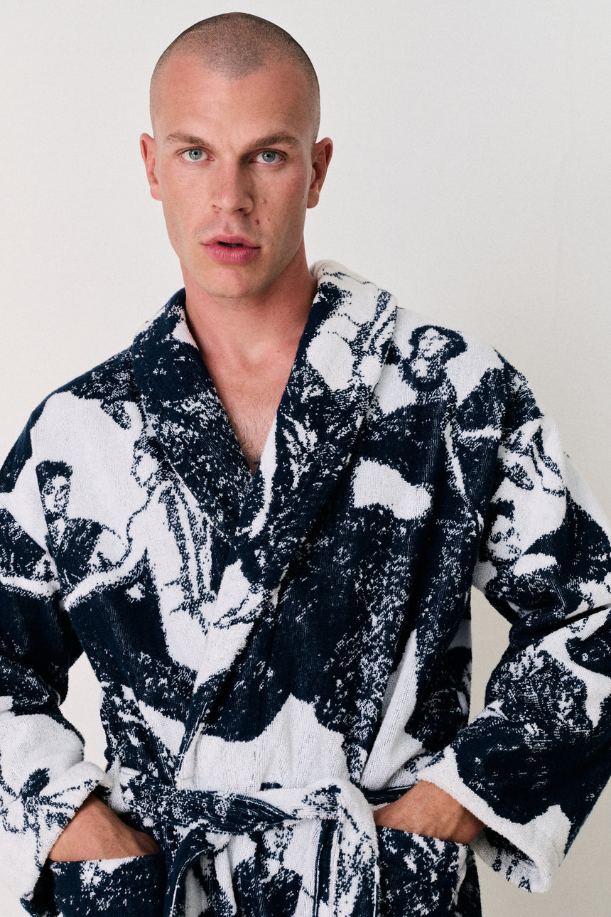 Unisex Towel Robe Flora Navy