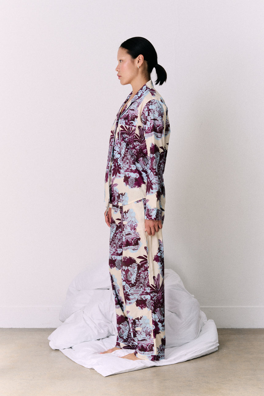Long Pyjama Set Tippi Cream/Blue/Plum
