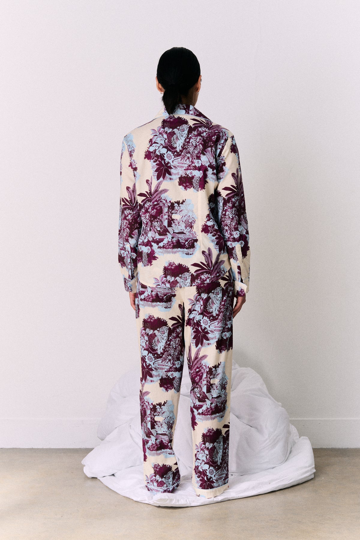 Long Pyjama Set Tippi Cream/Blue/Plum