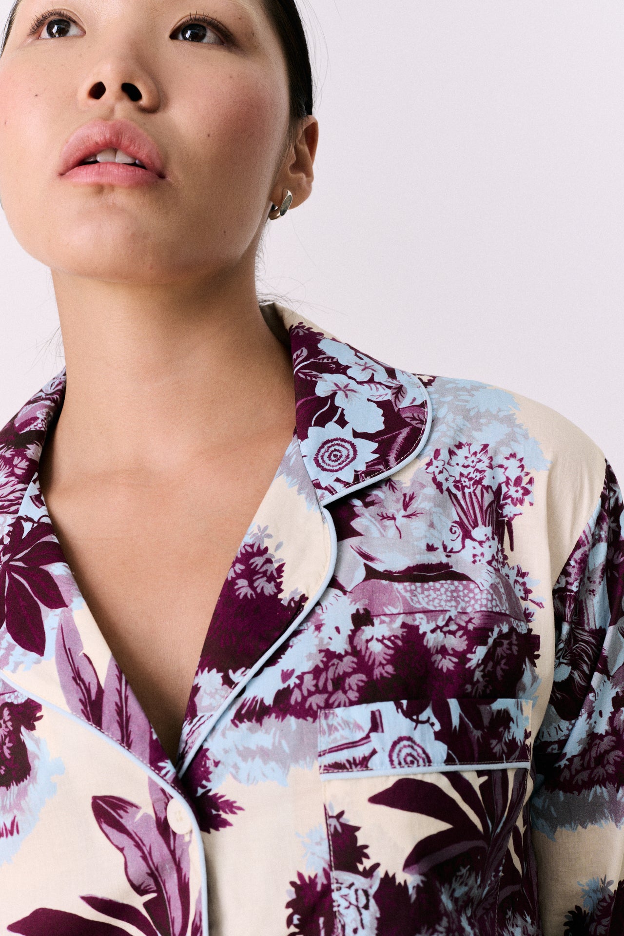 Long Pyjama Set Tippi Cream/Blue/Plum