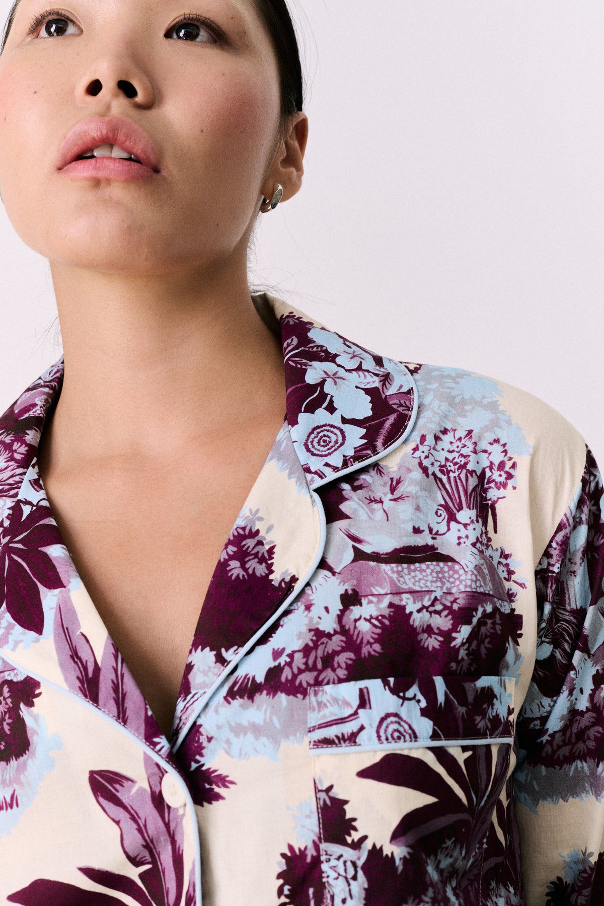 Long Pyjama Set Tippi Cream/Blue/Plum