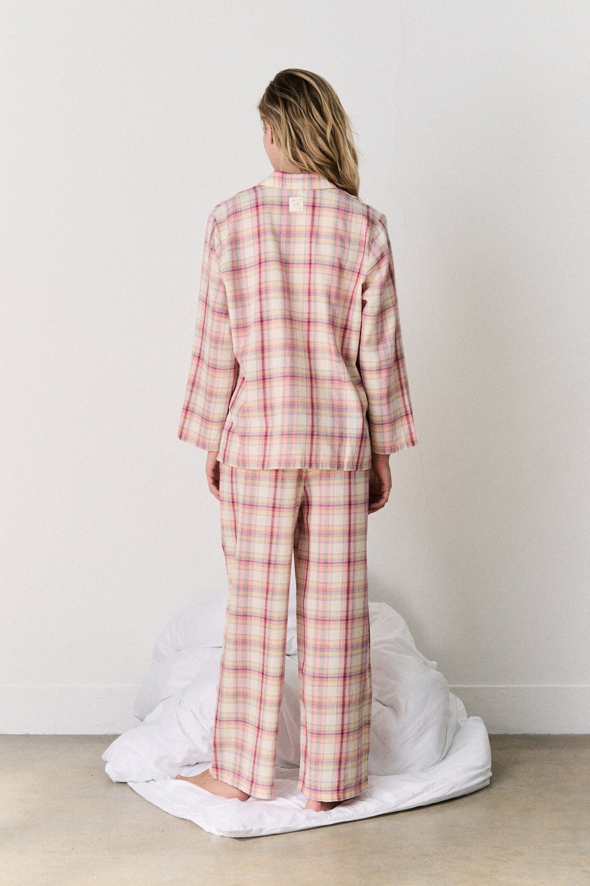 402 Long Set Woven Check Cream/Multi