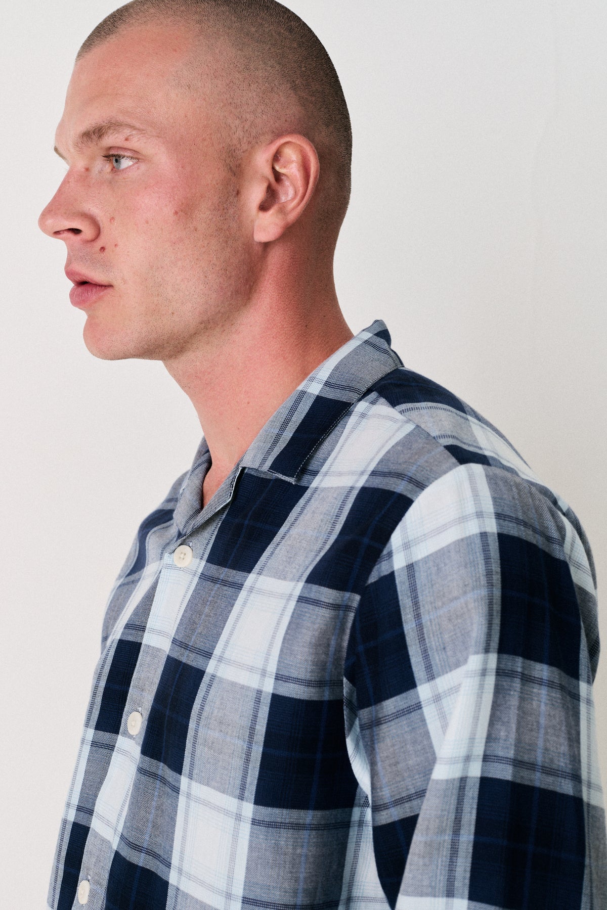 Mens 402 Long Set Woven Check Navy/Blue
