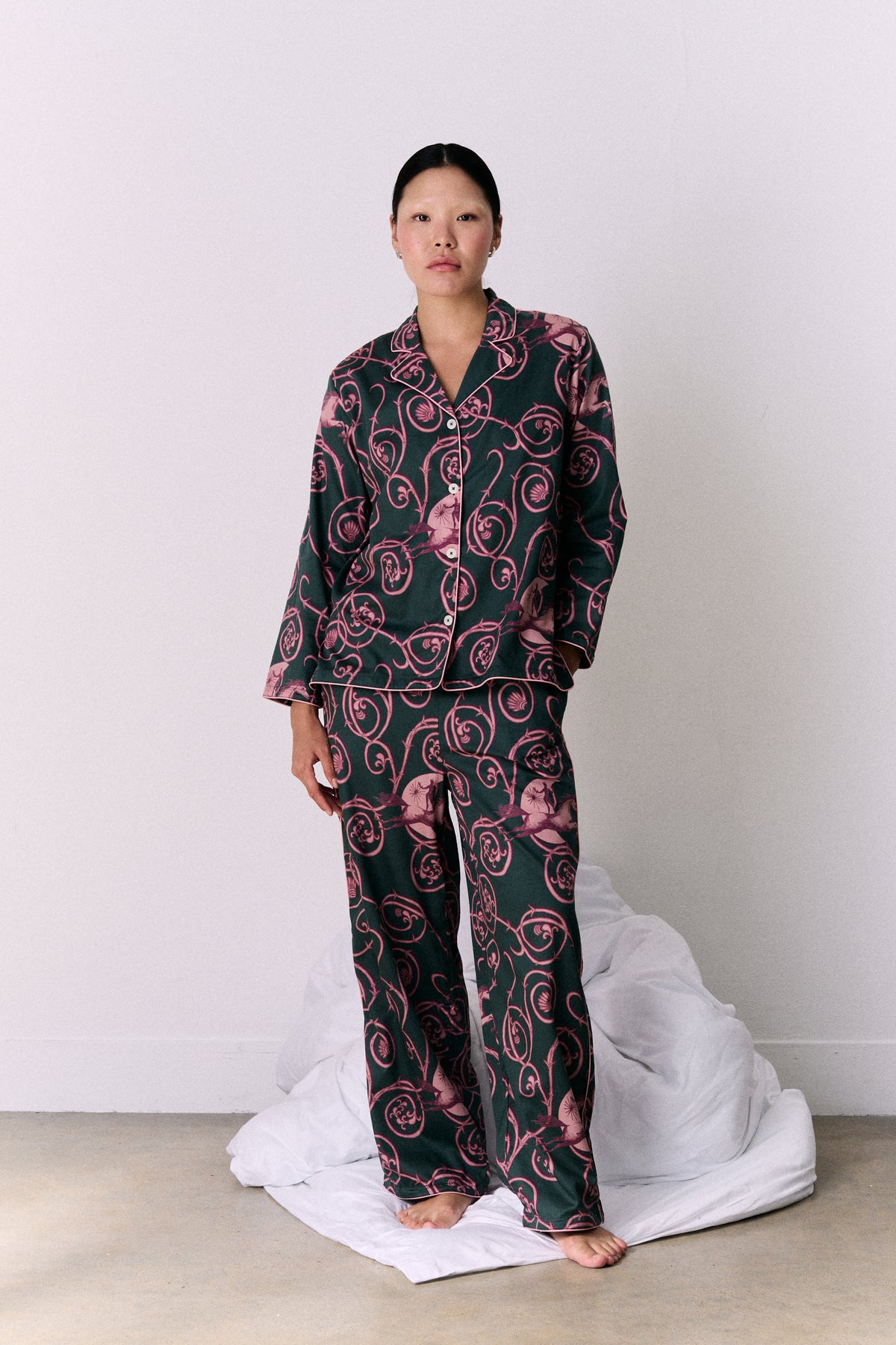 Womens Long Set Tales Green/Pink/Red