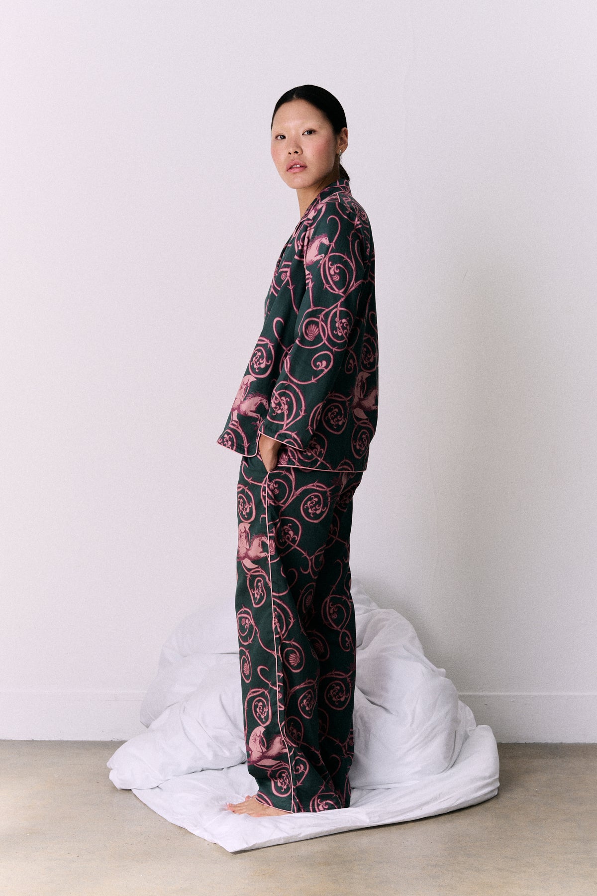 Womens Long Set Tales Green/Pink/Red