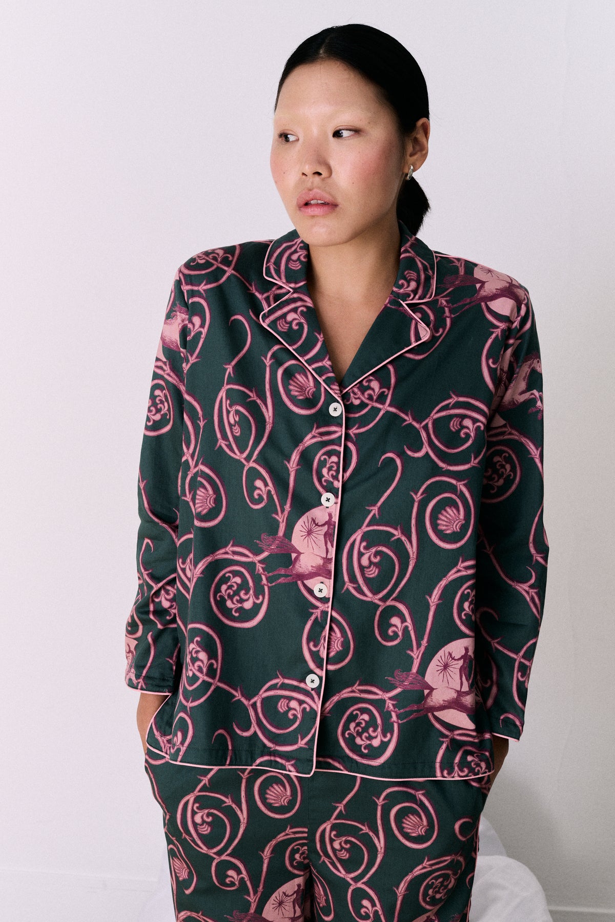 Womens Long Set Tales Green/Pink/Red