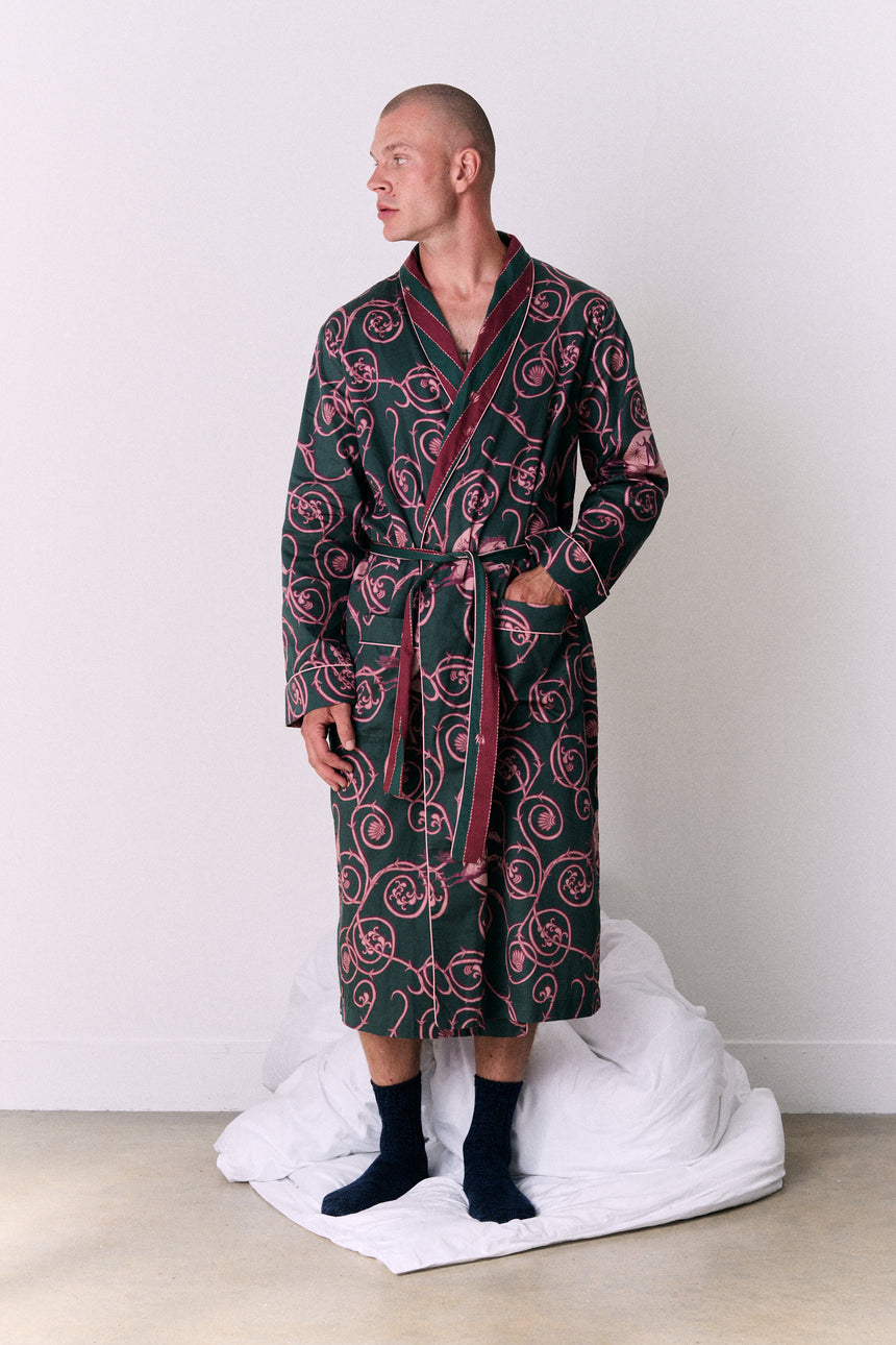 Satin Robe Tales Green/Pink/Red