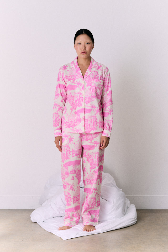 Long Pyjama Set Loxodonta Print Pink