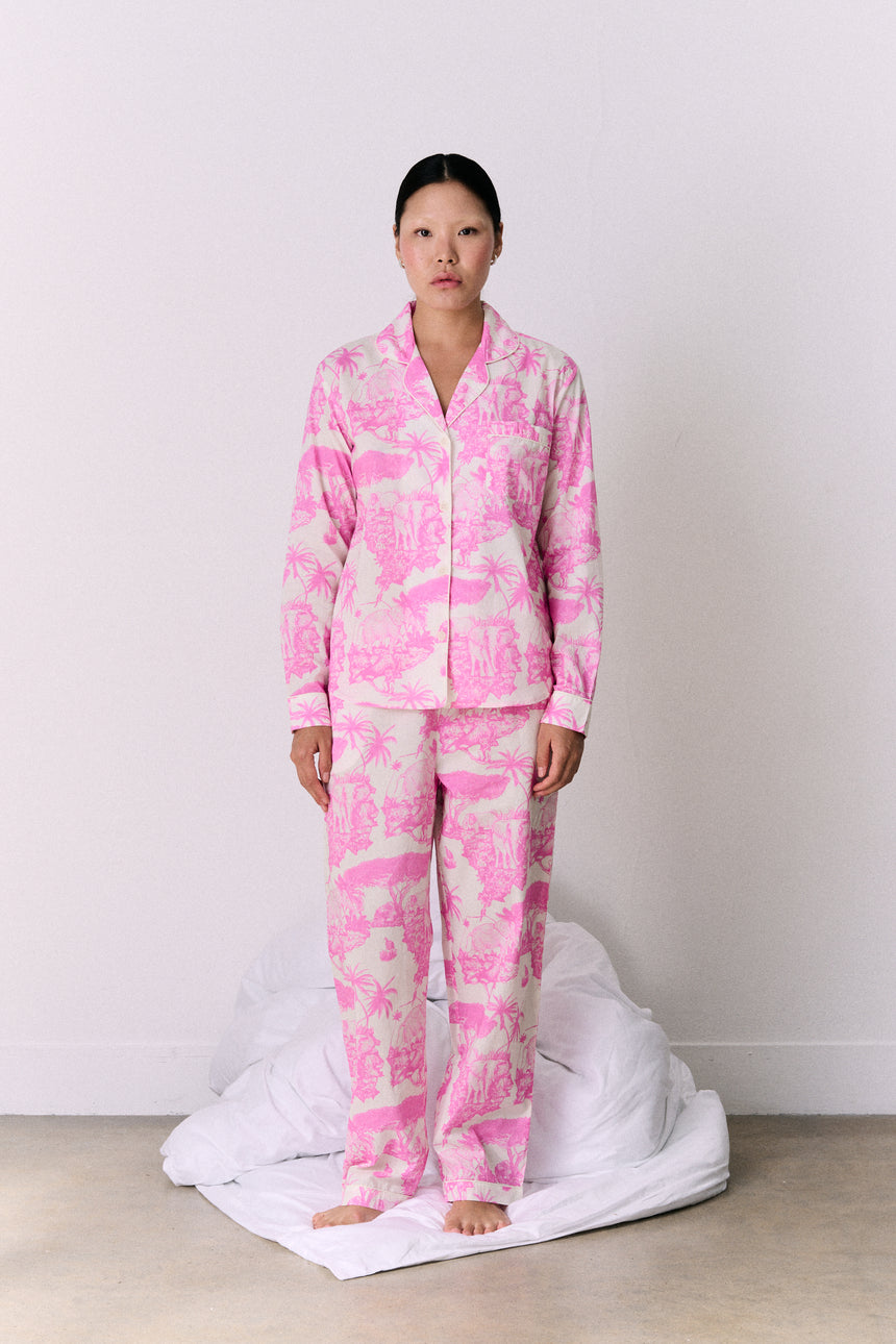 Long Pyjama Set Loxodonta Print Pink