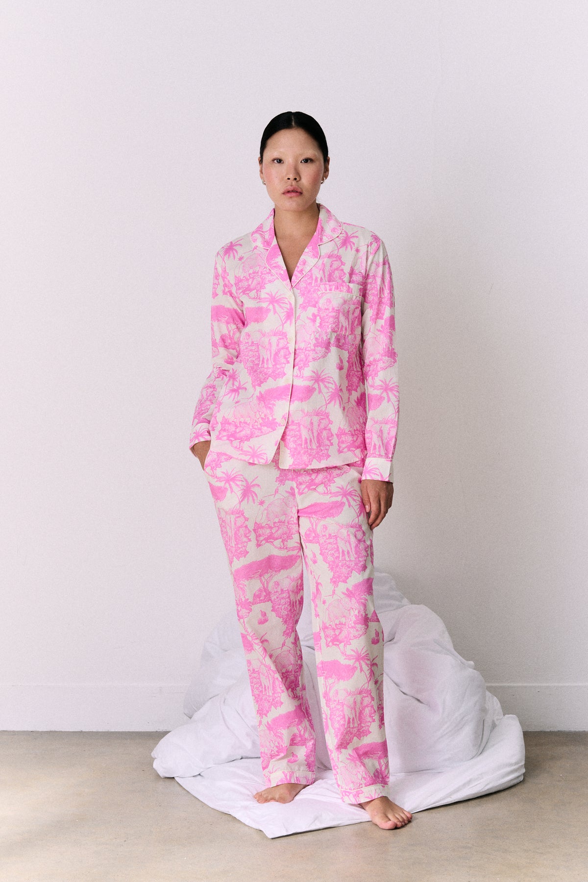 Long Pyjama Set Loxodonta Print Pink