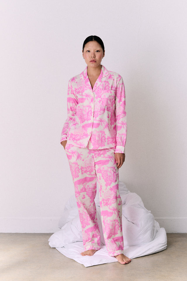 Long Pyjama Set Loxodonta Print Pink