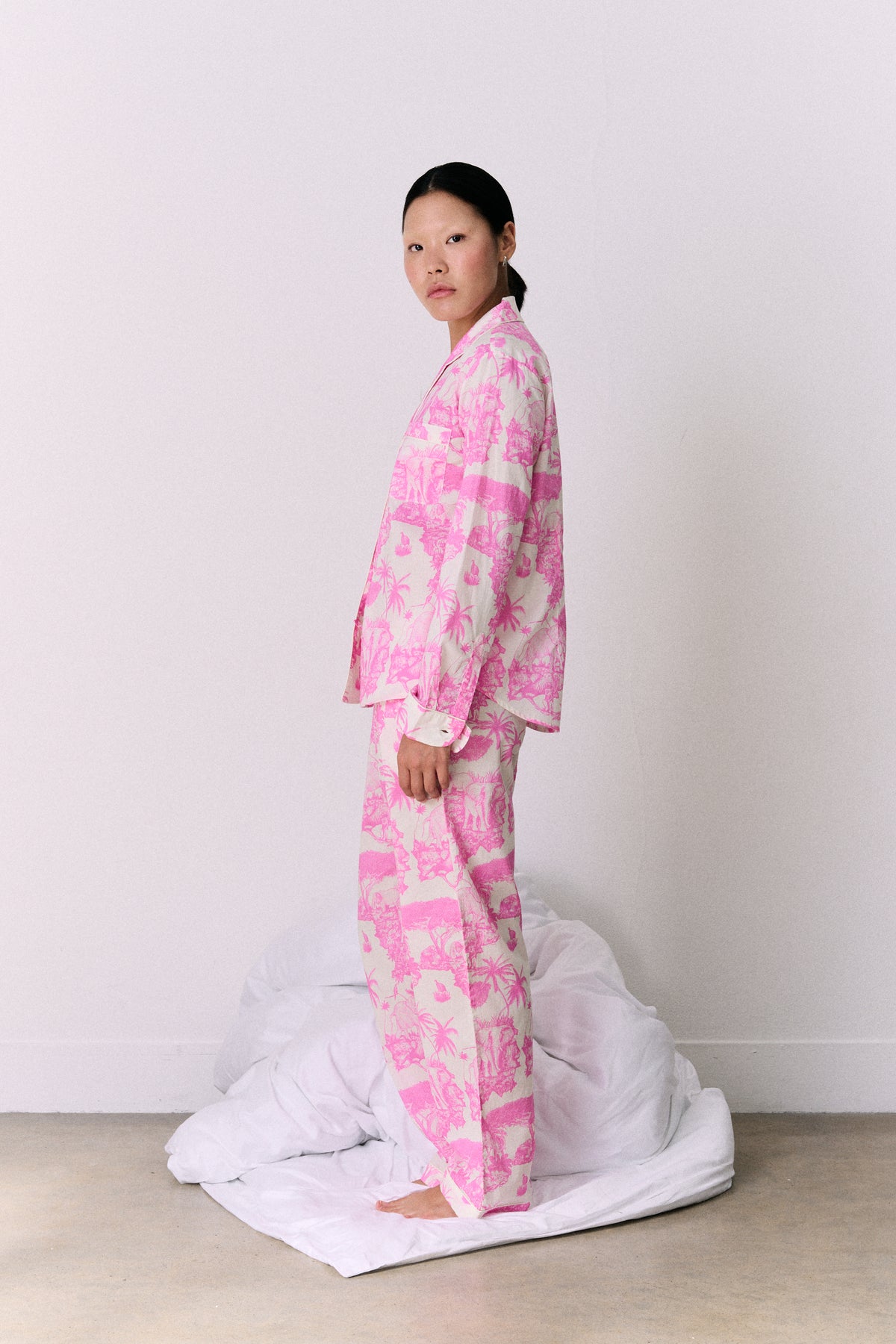 Long Pyjama Set Loxodonta Print Pink