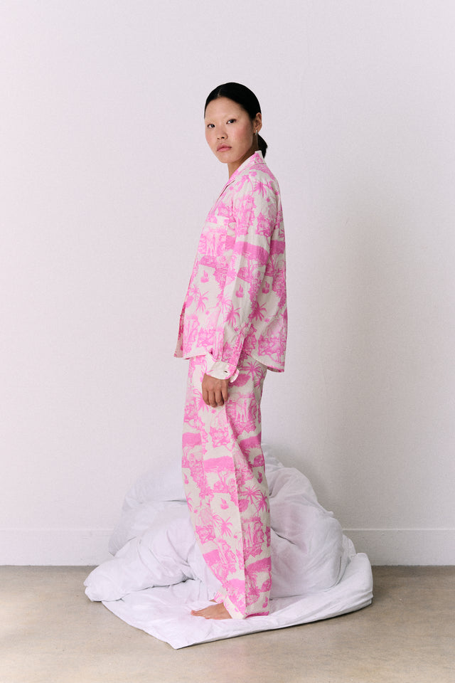 Long Pyjama Set Loxodonta Print Pink