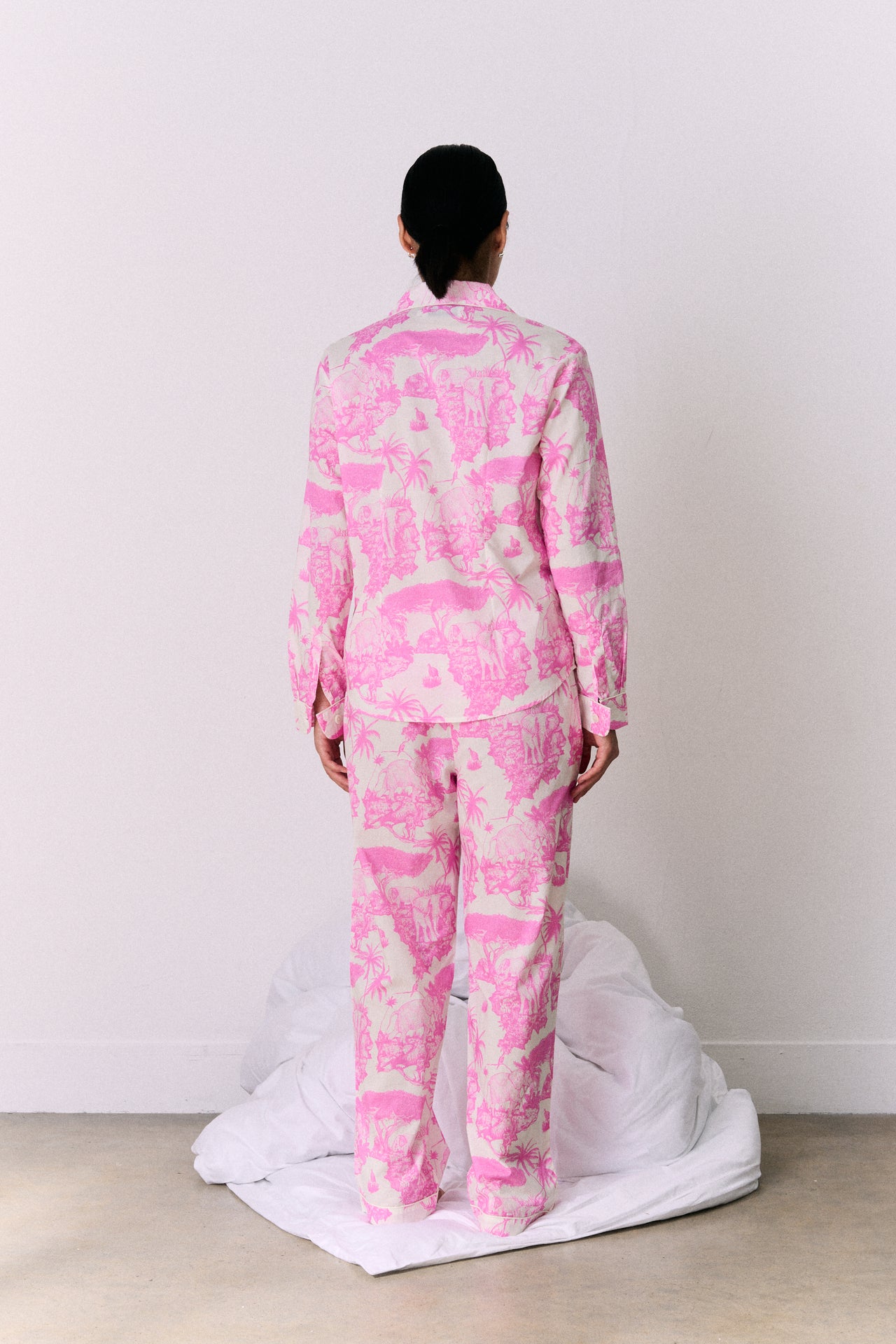 Long Pyjama Set Loxodonta Print Pink