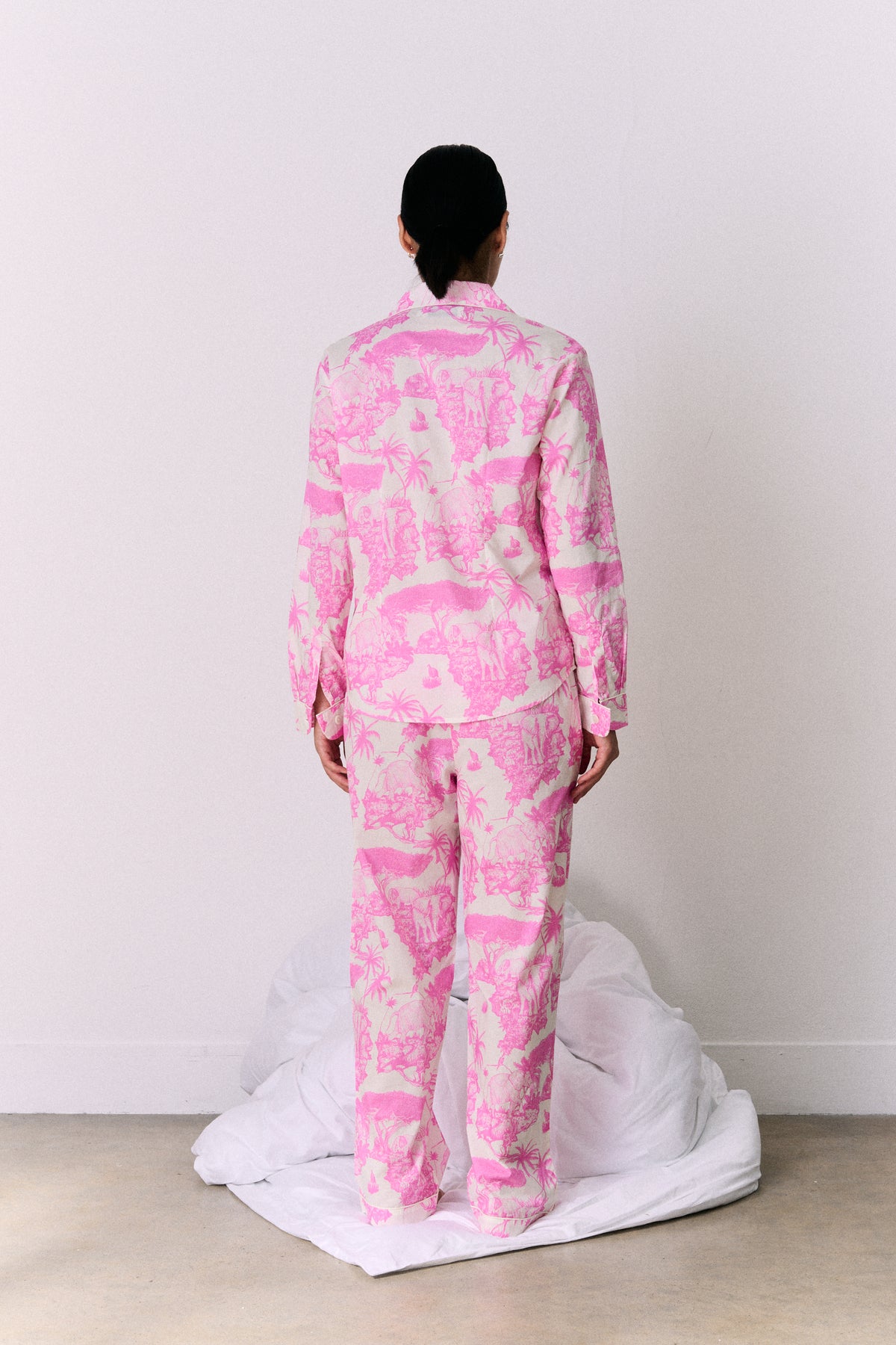 Long Pyjama Set Loxodonta Print Pink