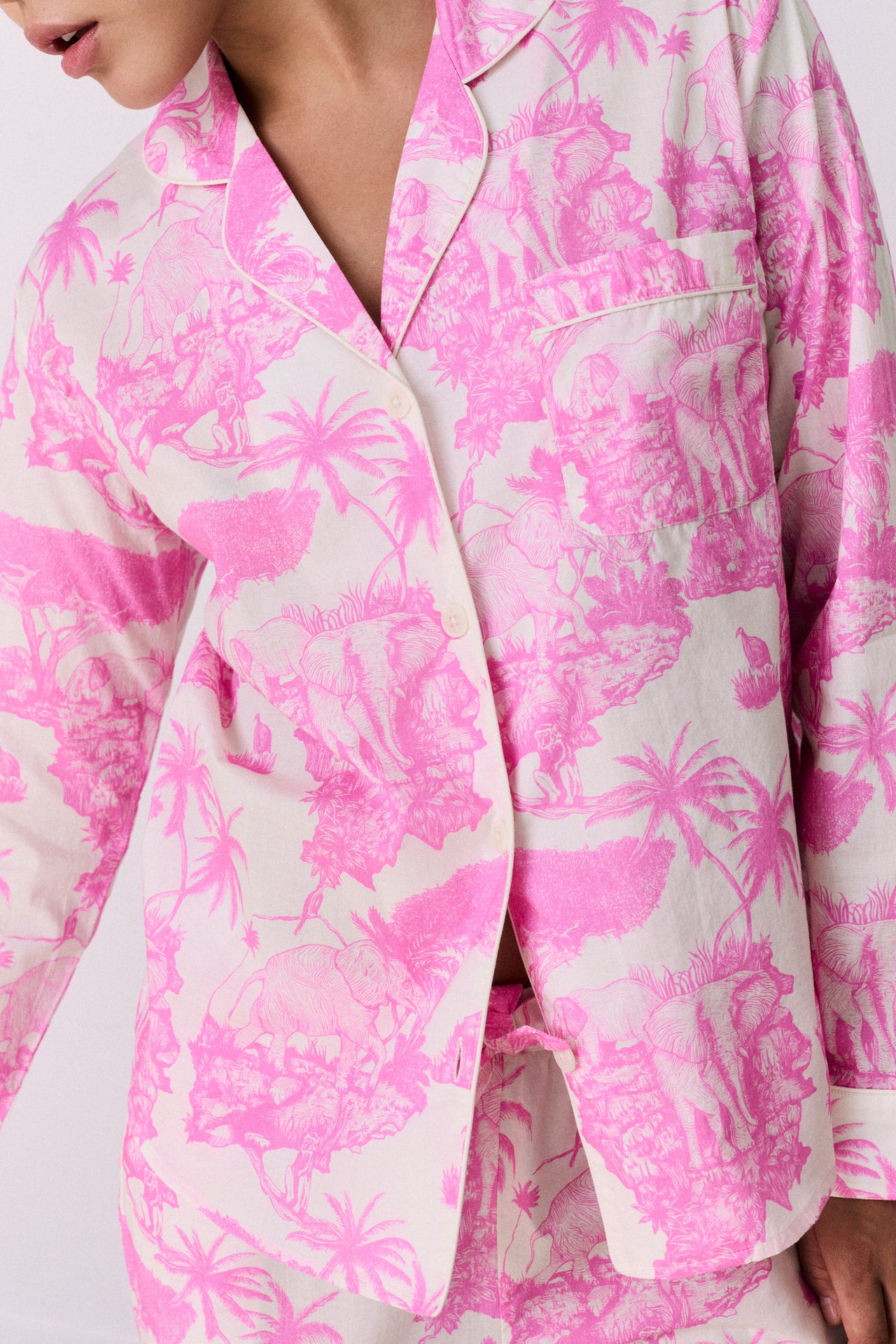 Long Pyjama Set Loxodonta Print Pink