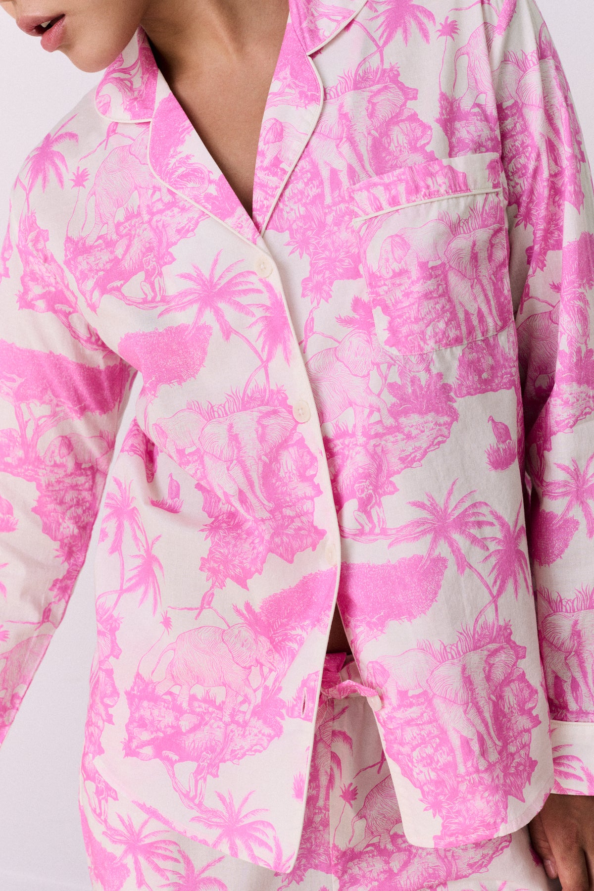 Long Pyjama Set Loxodonta Print Pink
