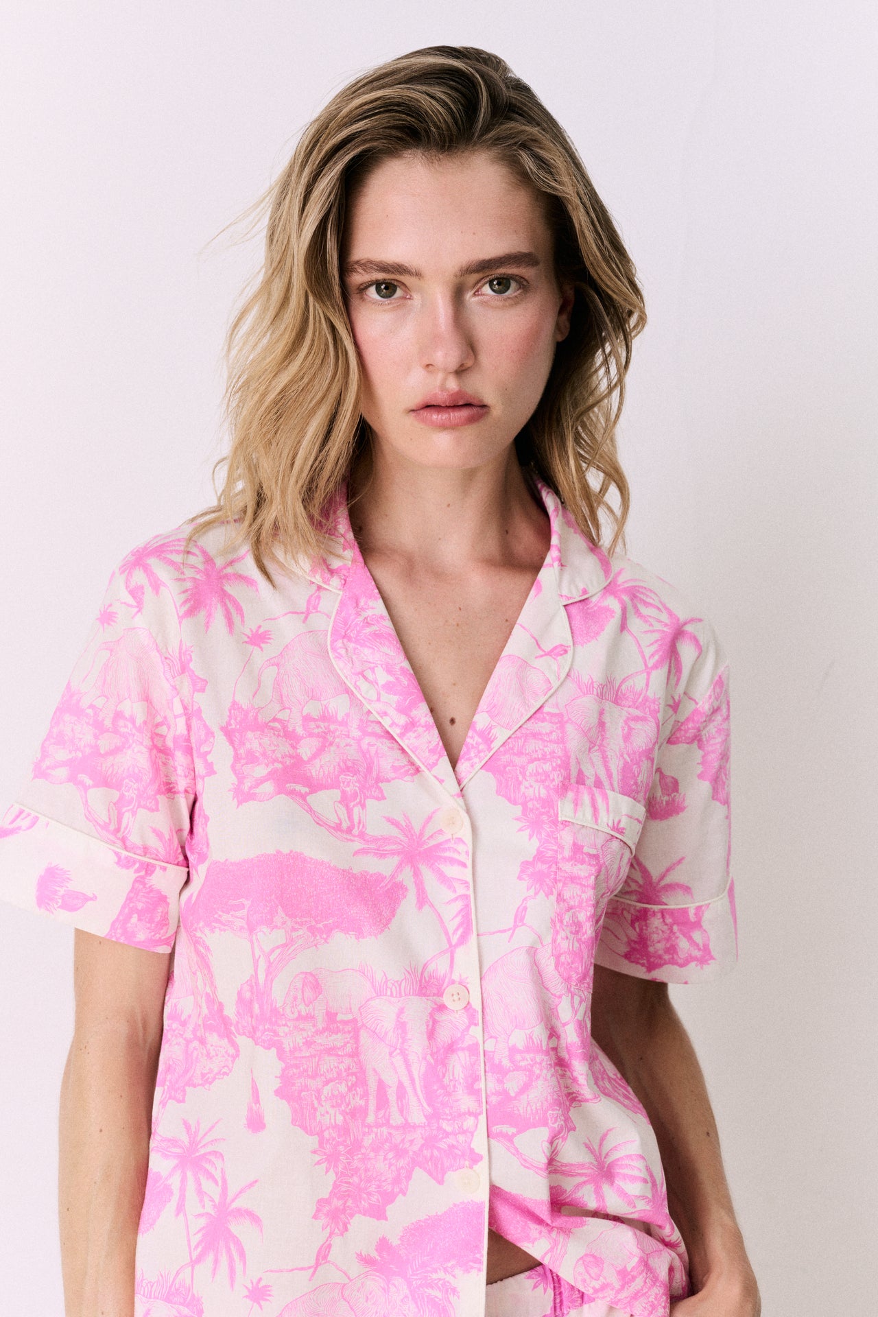 Short Pyjama Set Loxodonta Print Pink