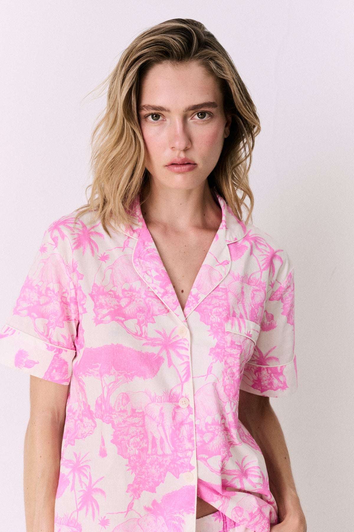 Short Pyjama Set Loxodonta Print Pink