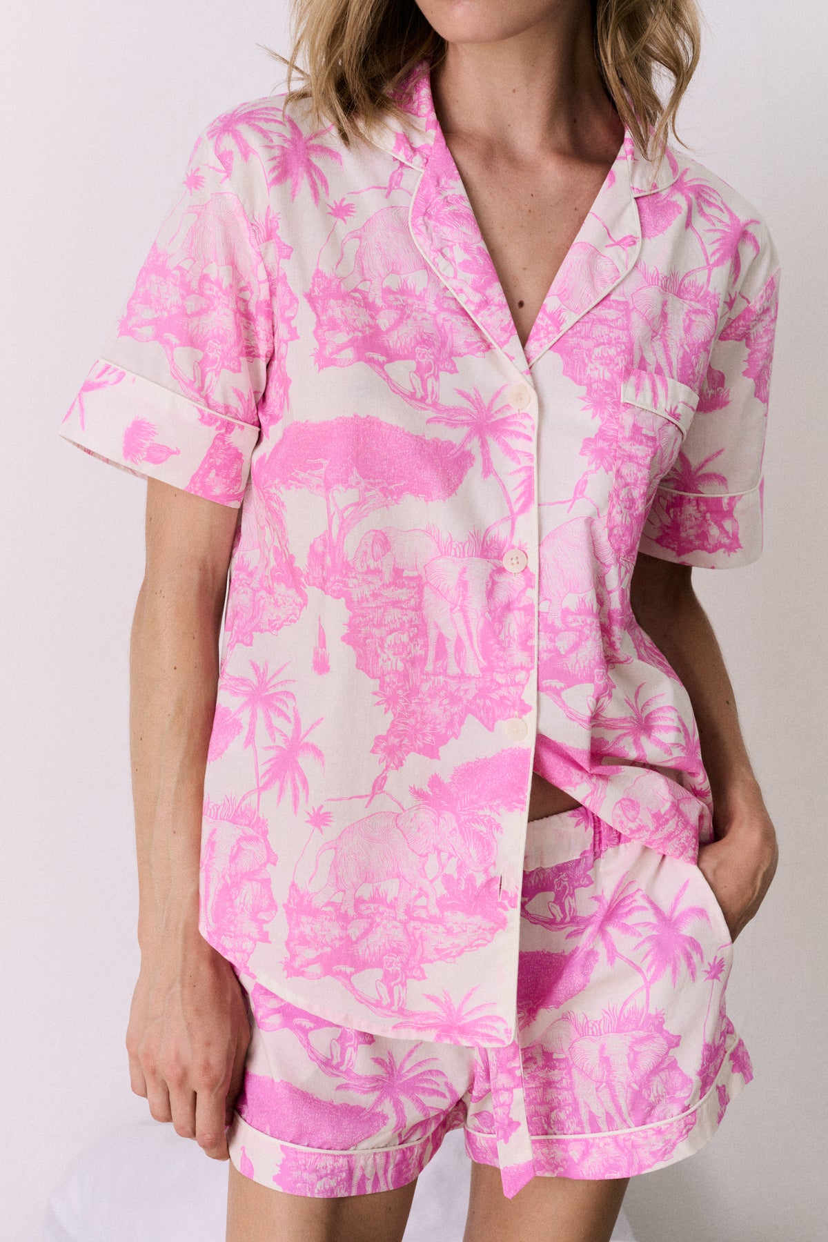 Short Pyjama Set Loxodonta Print Pink