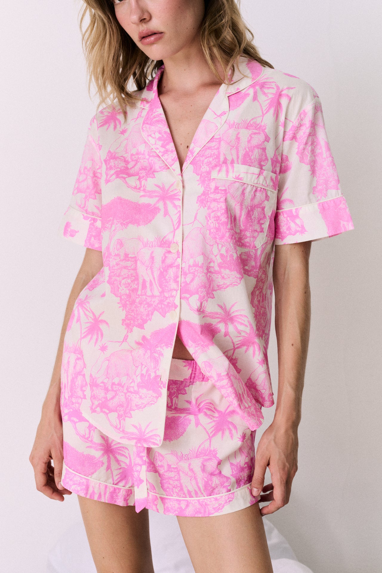 Short Pyjama Set Loxodonta Print Pink